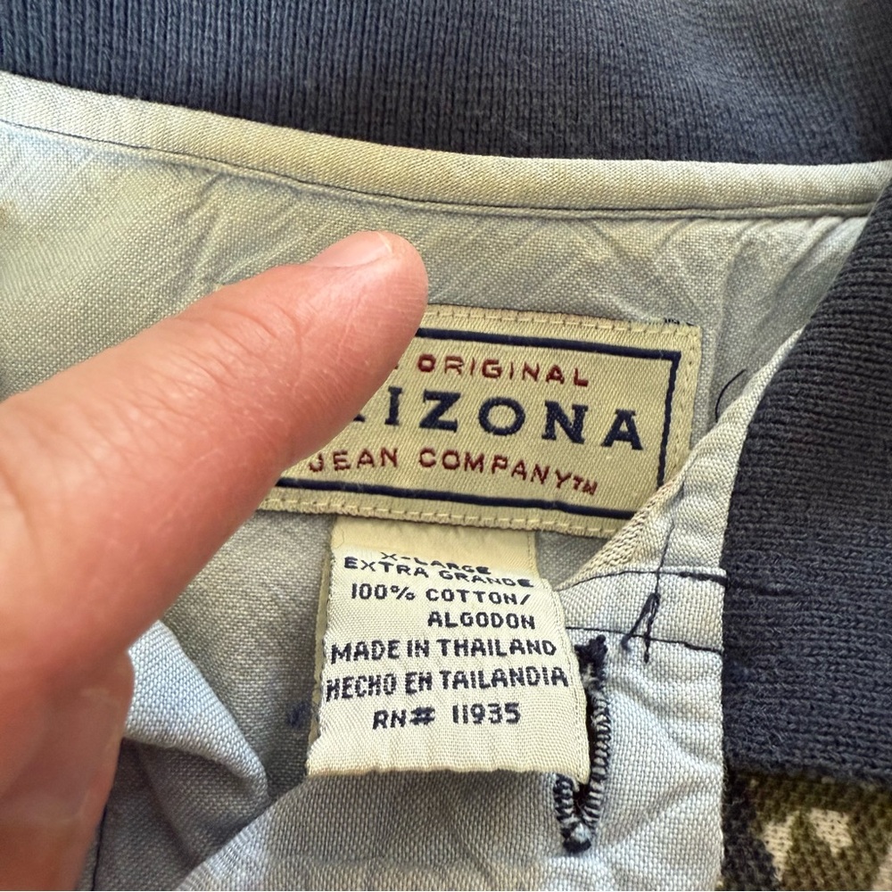 Vintage Arizona Jean Company Polo Men XL Leaf Print Y2K 90s Short Sleeve Shirt - Picture 6 of 10